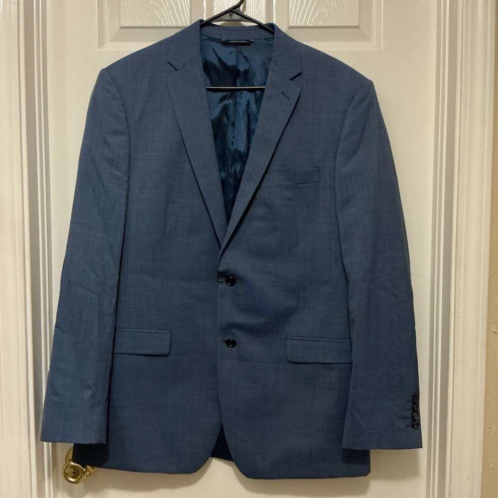 Ralph Ralph Lauren Men's Blue Wool Blazer Sport Coat Jacket 46L‎ Natural Stretch
